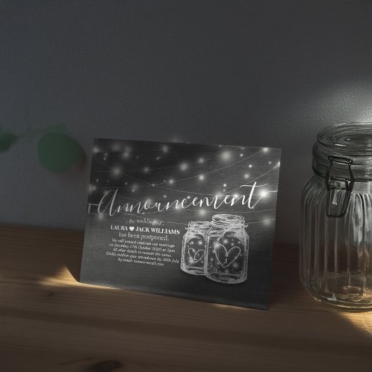 Verander de Datum van het huwelijk Uitstel Mason J Aankondigingskaart