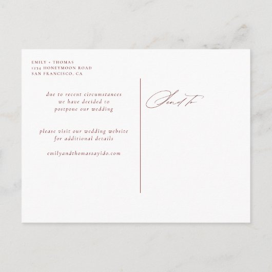 Verander de Datum Volledige Uitstel van de Bouw va Aankondigingskaart (Achterkant)