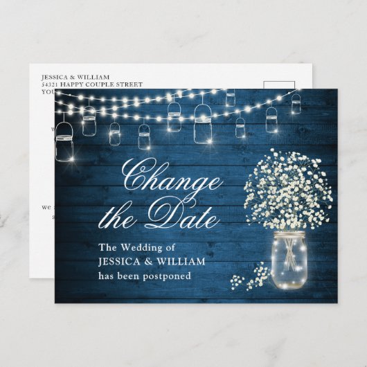 Verander de datum waarop Baby's Breath Mason Jar W Briefkaart (Voorkant / Achterkant)