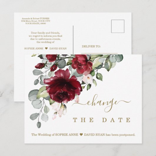 Verander de datum waarop de Bourgogne bloedt Briefkaart (Voorkant / Achterkant)