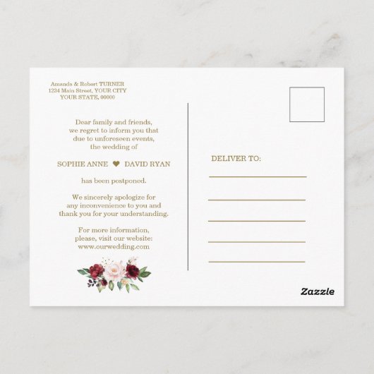 Verander de datum waarop de Bourgogne bloedt Briefkaart (Achterkant)