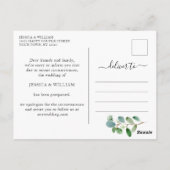 Verander de Datum Waterverf Eucalyptus Wedding Briefkaart (Achterkant)