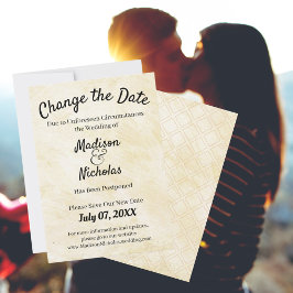Verander de Datum Wedding Postponed Beige Parchmen Save The Date