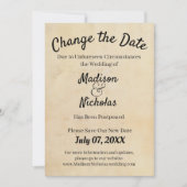 Verander de Datum Wedding Postponed Brown Parchmen Save The Date (Voorkant)
