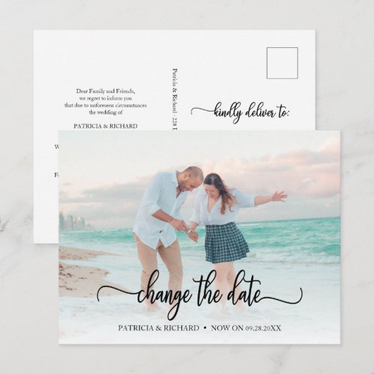 Verander de Datum Weduwen Uitgesteld Chic Manuscri Briefkaart (Voorkant / Achterkant)