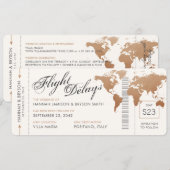 Verander de Datum Wereldkaart die Ticket Weddensch Aankondiging (Voorkant / Achterkant)