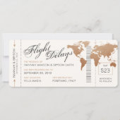 Verander de Datum Wereldkaart die Ticket Weddensch Aankondiging (Voorkant)