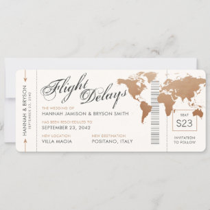 Verander de Datum Wereldkaart die Ticket Weddensch Aankondiging