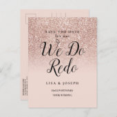 Verander de datum Wij doen het opnieuw Roze gouden Aankondigingskaart (Voorkant / Achterkant)