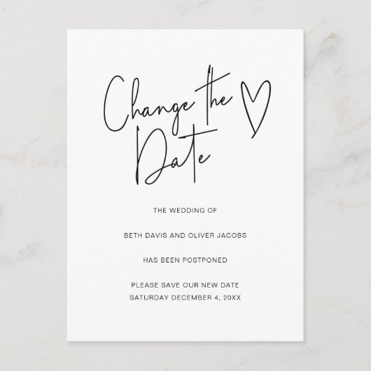 Verander de datum Wijziging van plannen Eenvoudige Aankondigingskaart (Voorkant)