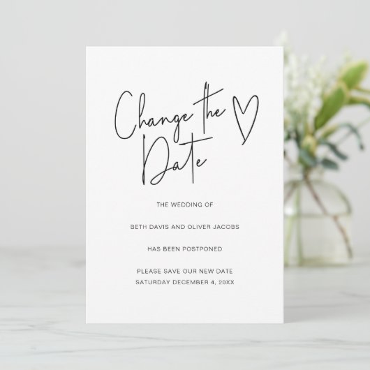 Verander de datum Wijziging van plannen Eenvoudige Save The Date (Staand voorkant)