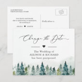 Verander de datum Winterbos Dennenbomen Uitgesteld Briefkaart (Voorkant / Achterkant)