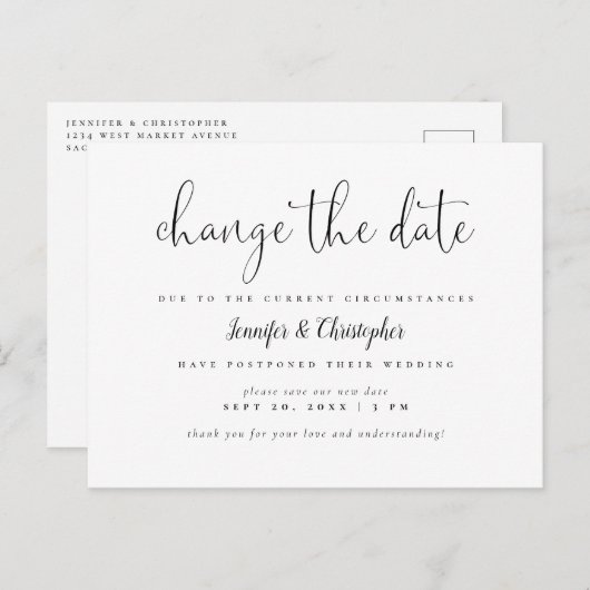 Verander de datum Z&W Uitnodiging Huwelijksuitstel (Voorkant / Achterkant)