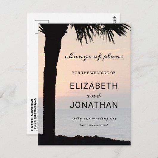 Verander de Datum Zonnepalm Beach Briefkaart van d (Voorkant / Achterkant)