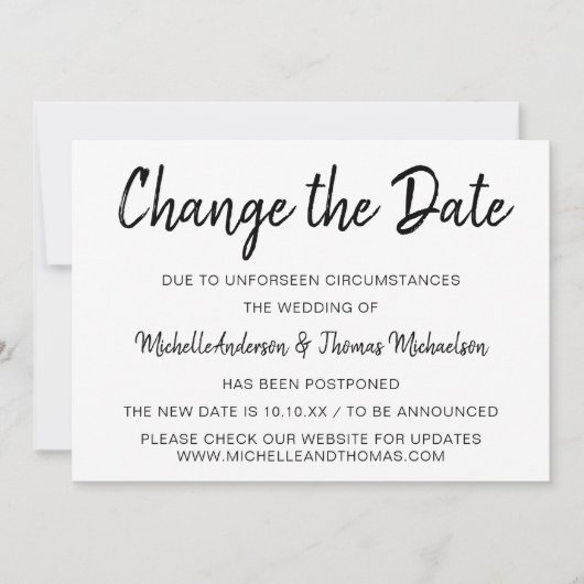 Verander de datum zwart en wit save the date (Voorkant)