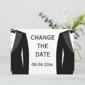 Verander De Datum Zwart-Wit Huwelijk Tussen Homose Save The Date (Staand voorkant)