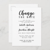 Verander de datum zwart & wit uitgestelde bruiloft uitnodiging briefkaart (Voorkant / Achterkant)