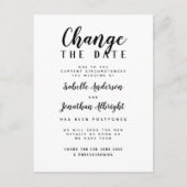 Verander de datum zwart & wit uitgestelde bruiloft uitnodiging briefkaart (Voorkant)