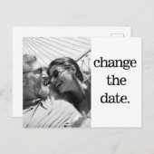 Verander de Datum Zwarte Witte Foto Eenvoudige bru Briefkaart (Voorkant / Achterkant)