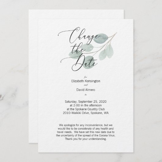 Verander de Dikkaartbruiloft Kaart (Voorkant / Achterkant)