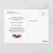 Verander de foto Date Burgundy Blush Navy Floral Briefkaart (Achterkant)