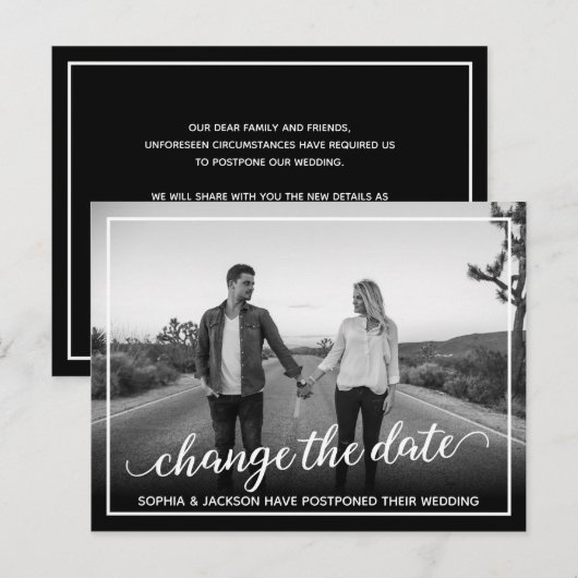 Verander de Foto van het huwelijk van de Datum Aankondigingskaart (Voorkant / Achterkant)