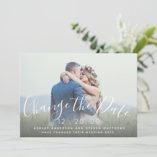 Verander de Foto van het Manuscript van de Weddens Save The Date (Staand voorkant)