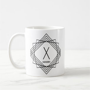 Verander de initiële naam klassieke geometrische X Koffiemok