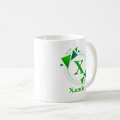 Verander de initiële naam Toevoegen Groene Witte C Koffiemok (Voorkant rechts)