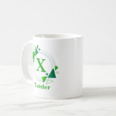 Verander de initiële naam Toevoegen Groene Witte C Koffiemok (Voorkant links)
