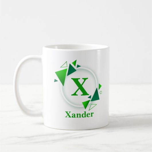 Verander de initiële naam Toevoegen Groene Witte C Koffiemok (Links)