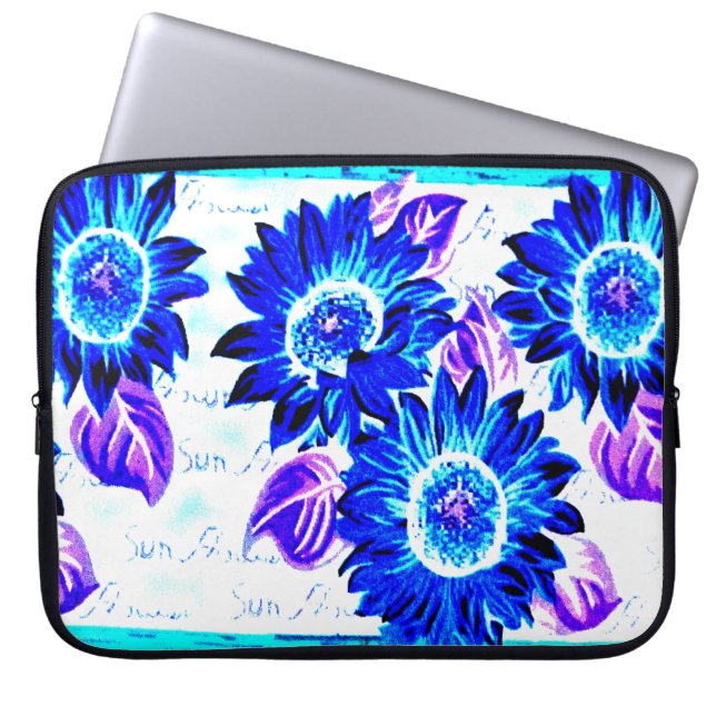 Verander de Kleur Blauwe Zonnebloem Laptop Sleeve (Voorkant)
