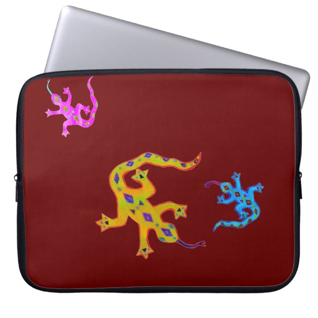 Verander de Kleur Geckos Laptop Sleeve (Voorkant)