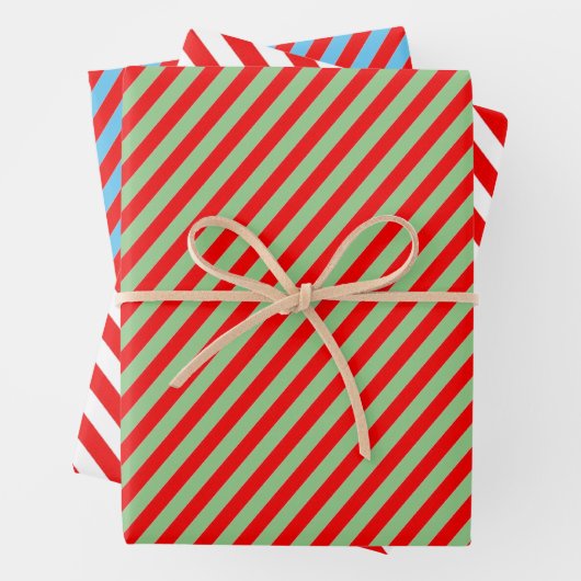 Verander de Kleur kerstkaarsband Stripe 2 Inpakpapier Vel (In situ)