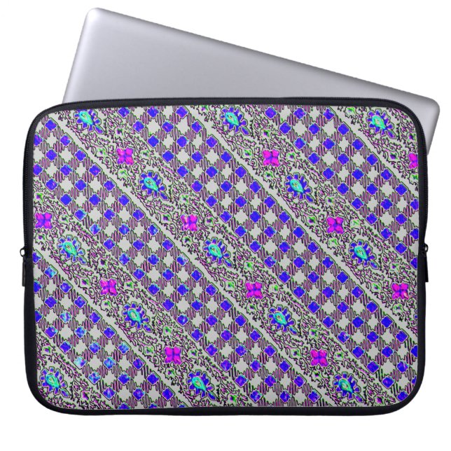 Verander de Kleur Paisley Stripe Laptop Sleeve (Voorkant)