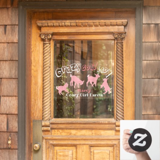 Verander de kleuren van deze Crazy Goat Lady Raamsticker (Huis Deur)