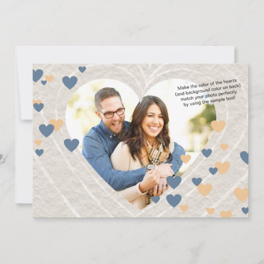 Verander de kleuren van het hart, de bruiloft van  kaart (Voorkant)