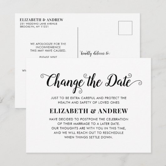 Verander de Minimale Moderne Kalligrafie van de Da Aankondigingskaart (Voorkant / Achterkant)