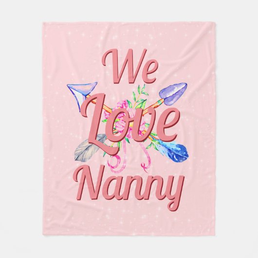 Verander de naam Boho Arrows Flowers We Love NANNA Fleece Deken (Voorkant)