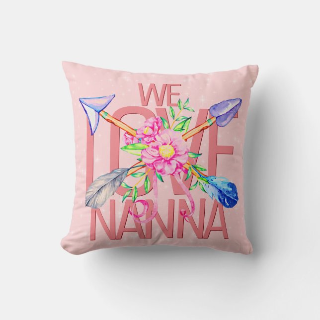 Verander de naam van de tekst, Boho Arrows Flowers Kussen (Voorkant)