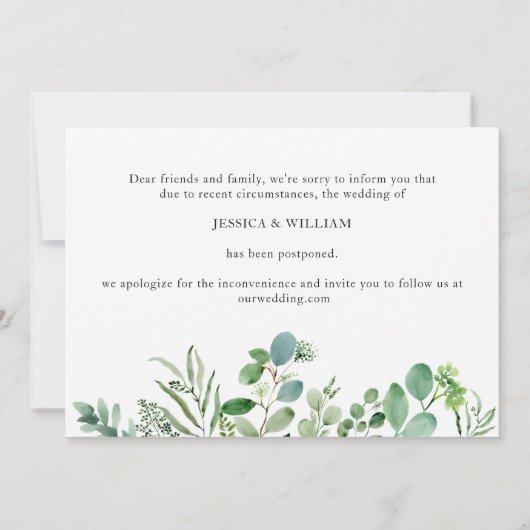 Verander de uitgestelde datum Eucalyptus Aquarel Kaart (Achterkant)