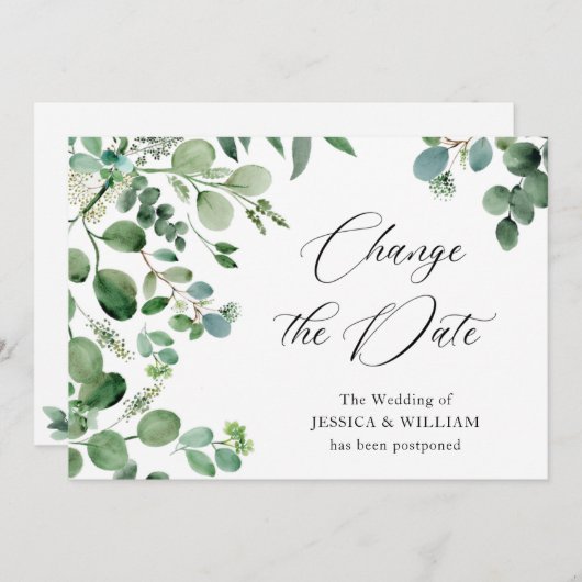 Verander de uitgestelde datum Eucalyptus Waterverf Kaart (Voorkant / Achterkant)