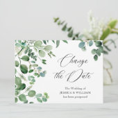 Verander de uitgestelde eucalyptus aquarel datum kaart (Staand voorkant)