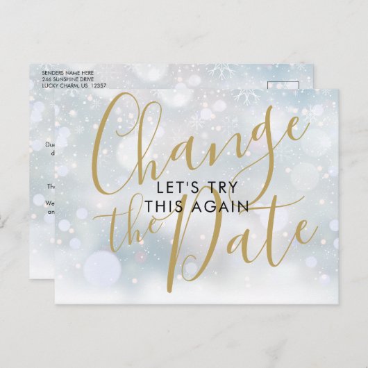 Verander de uitgestelde geannuleerde Winter Event  Briefkaart (Voorkant / Achterkant)