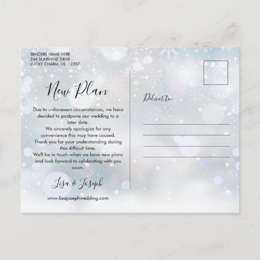 Verander de uitgestelde geannuleerde Winter Event Briefkaart (Achterkant)