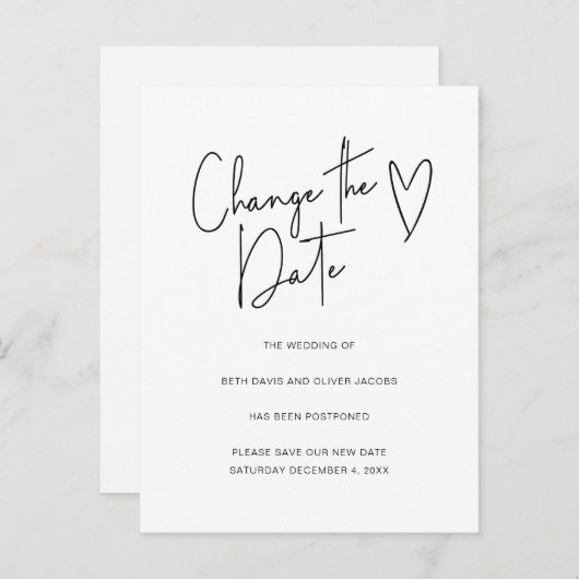 Verander de Verandering van de Datum Eenvoudige Ui Aankondigingskaart (Voorkant / Achterkant)