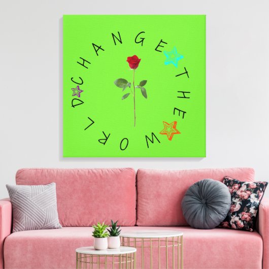 Verander de wereld canvas afdruk (Insitu (Woonkamer))