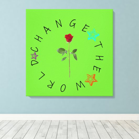 Verander de wereld canvas afdruk (Insitu (Houten vloer))