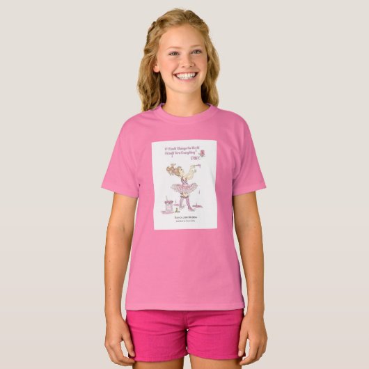 Verander de wereld Roze meisjes t-shirt (Voorkant volledig)