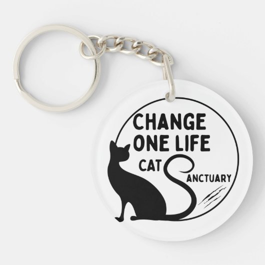 Verander één leven Cat Sanctuary Acryl Sleutelhang Sleutelhanger (Voorkant)